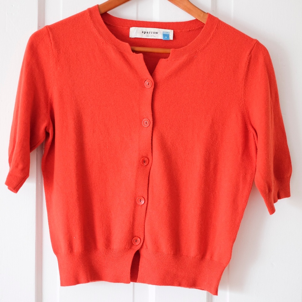Anthropologie Sparrow Cropped Orange Cardigan